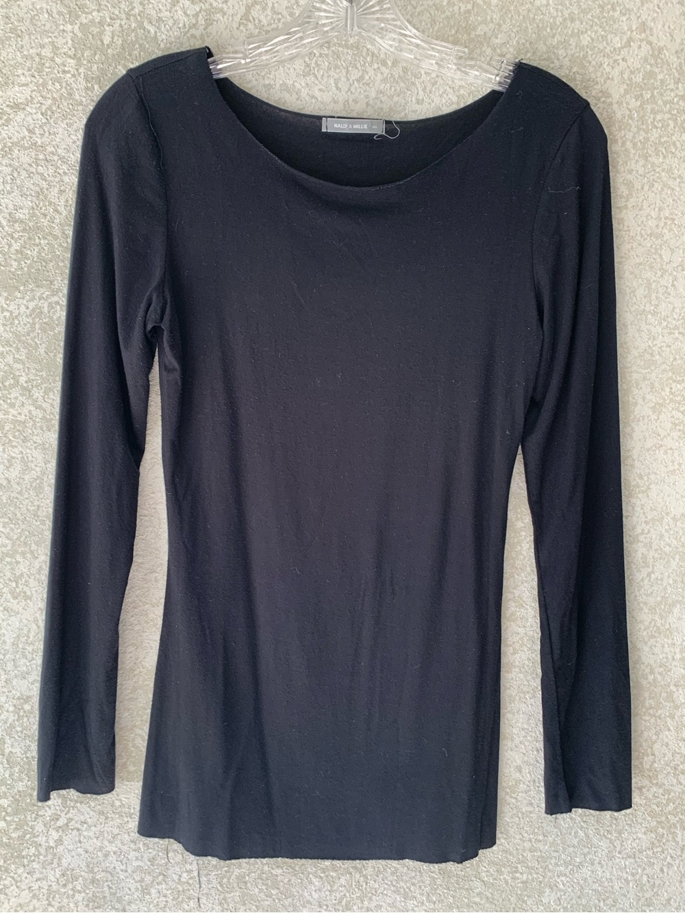 Nally & Millie Black Long Sleeve Scoop Neck Top